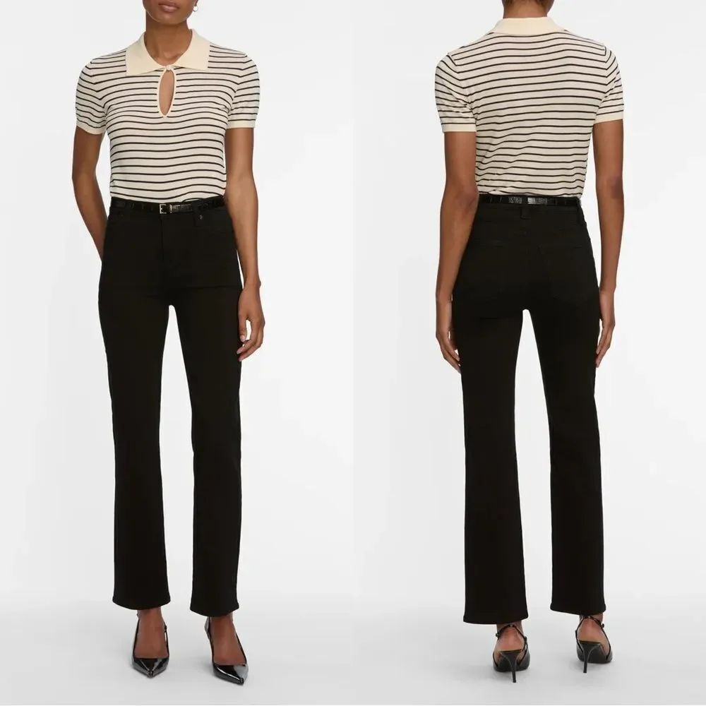 FRAME Le High Straight jeans in coated black